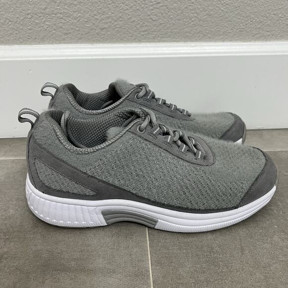 Orthofeet Shoes - Orthofeet Coral Womens 7B Gray Wool Athletic Fuzzy Comfort Sneakers Shoes